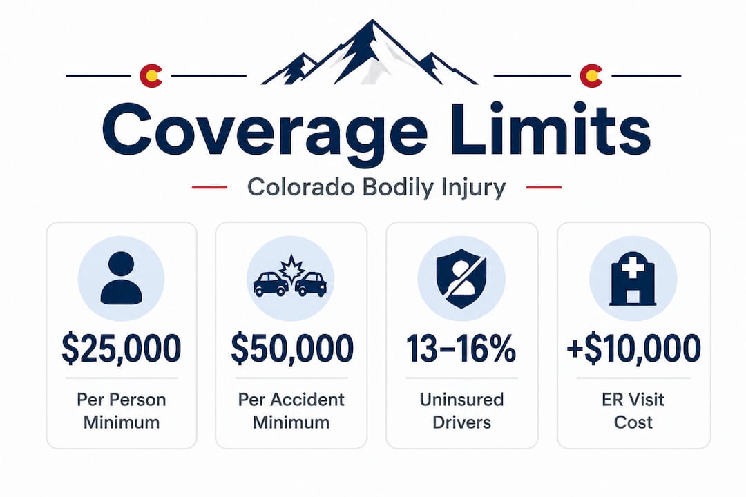 Infographic with key stats for liability coverage in Colorado