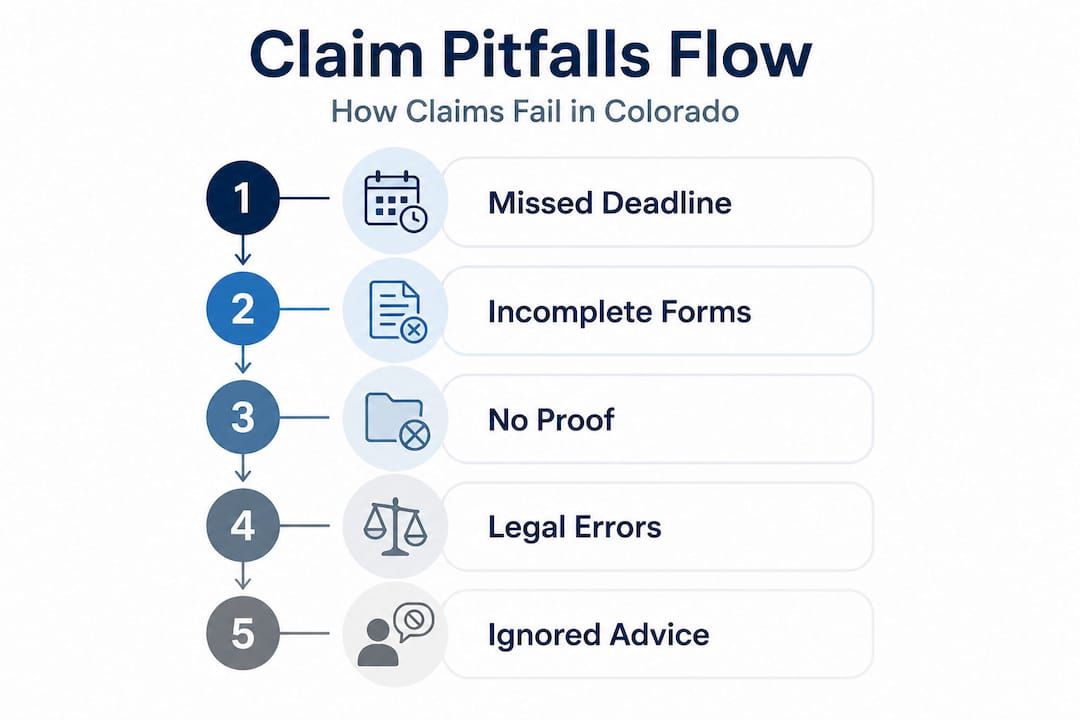 Infographic showing accident claim failure steps