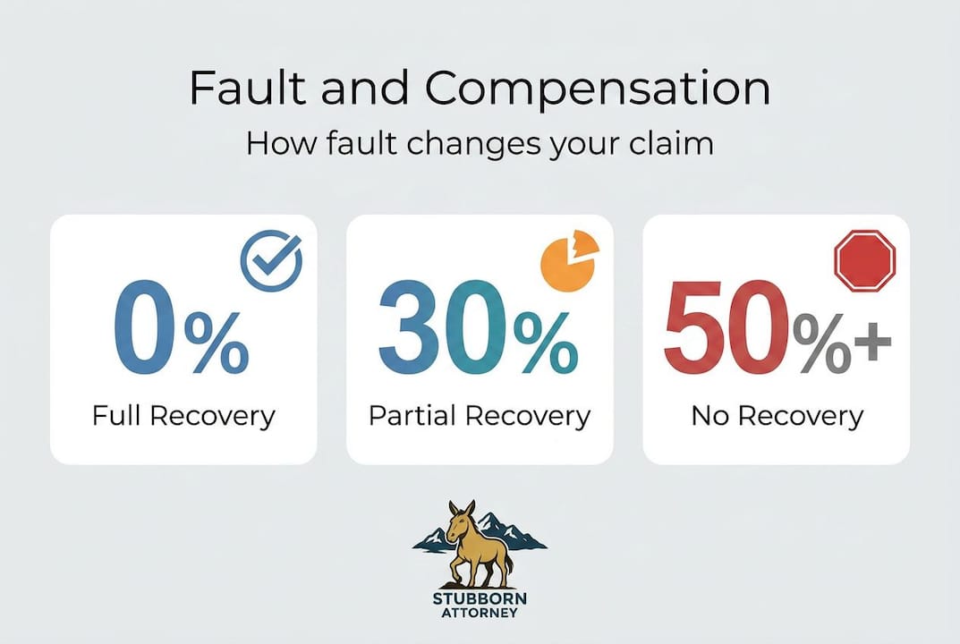 Infographic showing how fault percentage affects compensation
