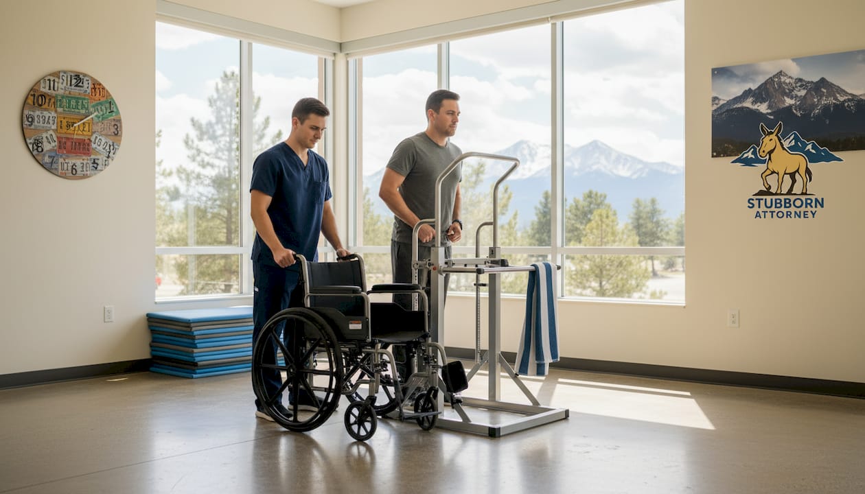 Therapist supports spinal cord injury patient