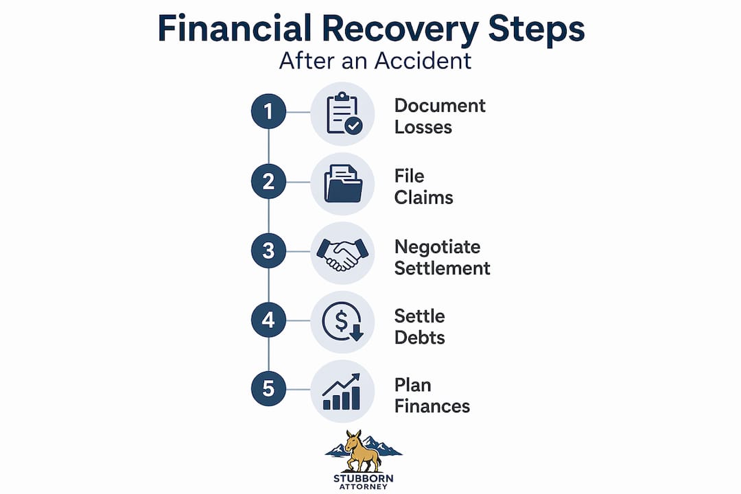 Infographic showing five stages of financial recovery