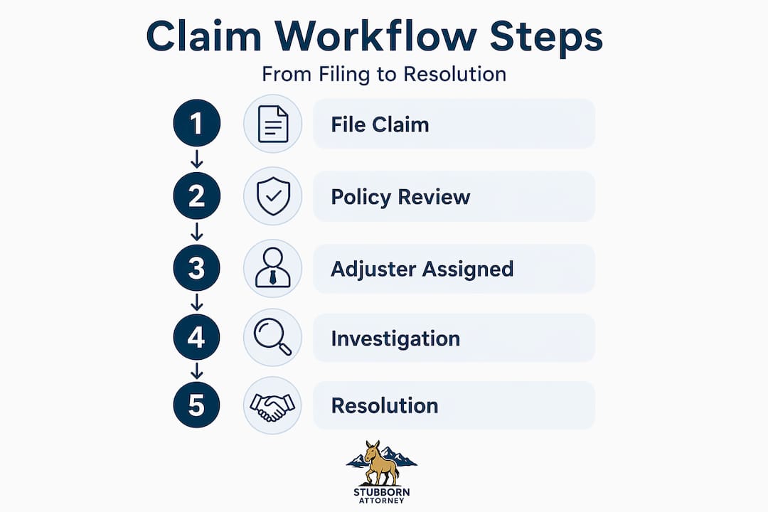 Infographic showing insurance claim workflow steps