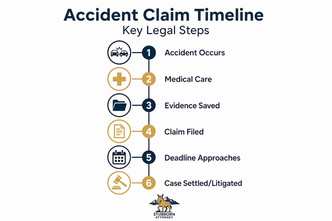 Infographic showing legal steps after car accident