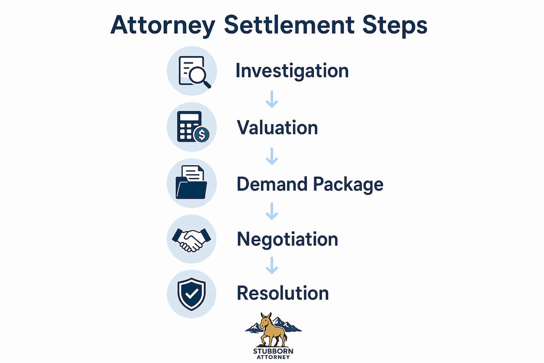 Infographic showing attorney's settlement negotiation steps