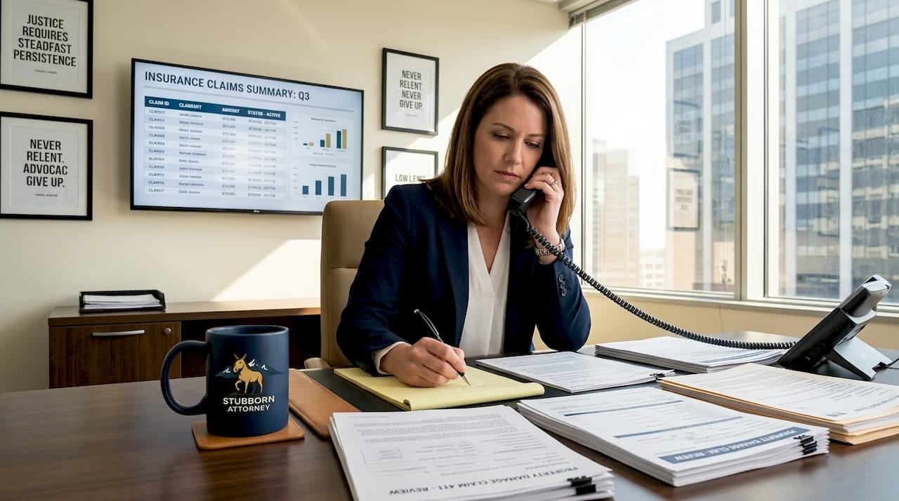 Lawyer negotiating insurance claims over phone