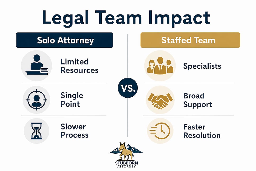Infographic comparing solo attorneys and legal teams