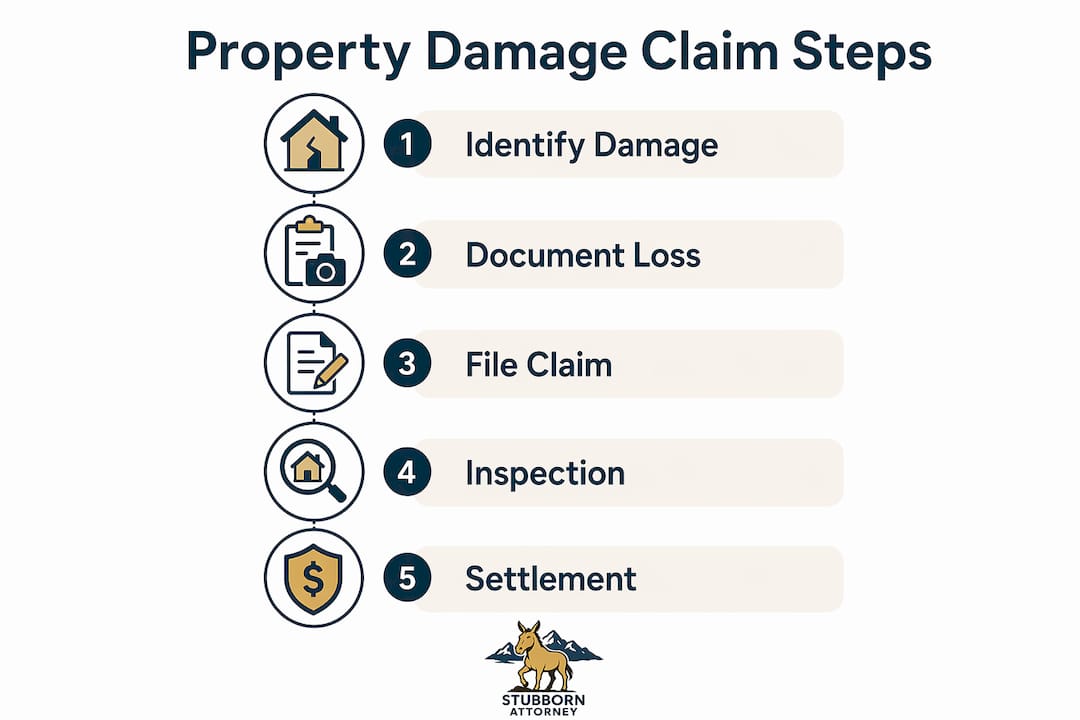 Infographic illustrating property damage claim process steps