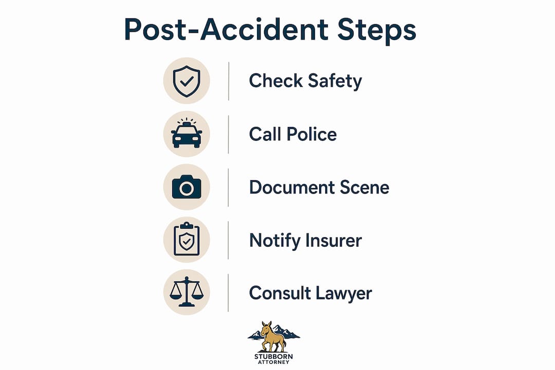 Infographic showing steps to take after Colorado auto accident