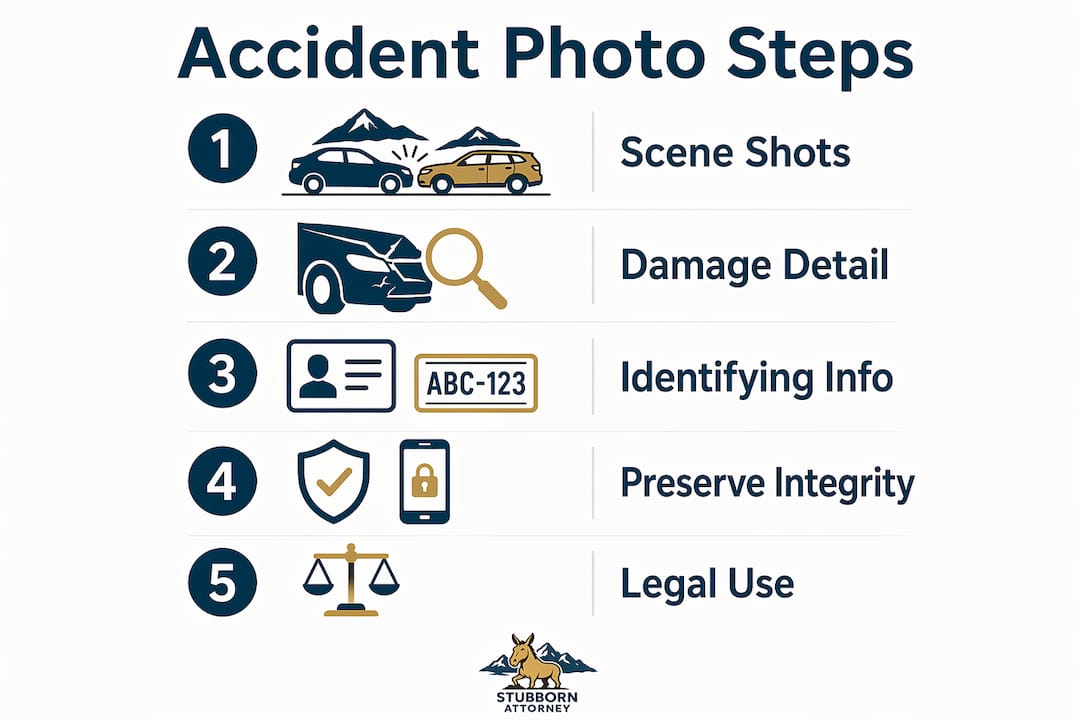 Infographic showing key steps for accident photo documentation