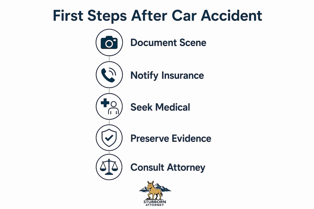 Infographic outlining key steps after car accident
