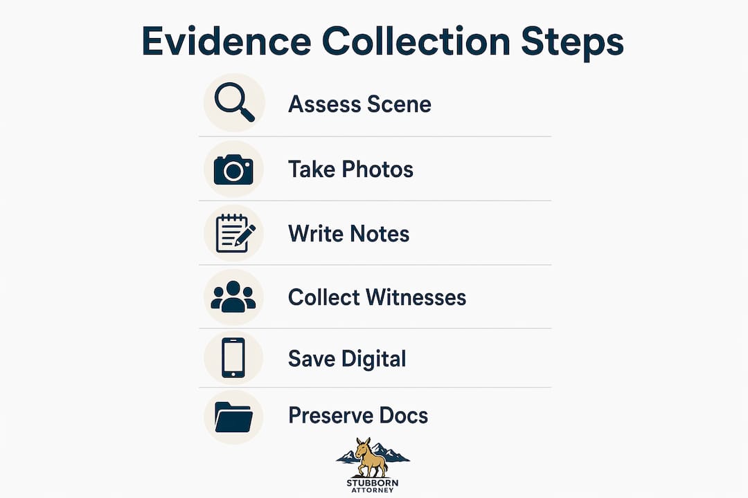 Step-by-step infographic on gathering accident evidence