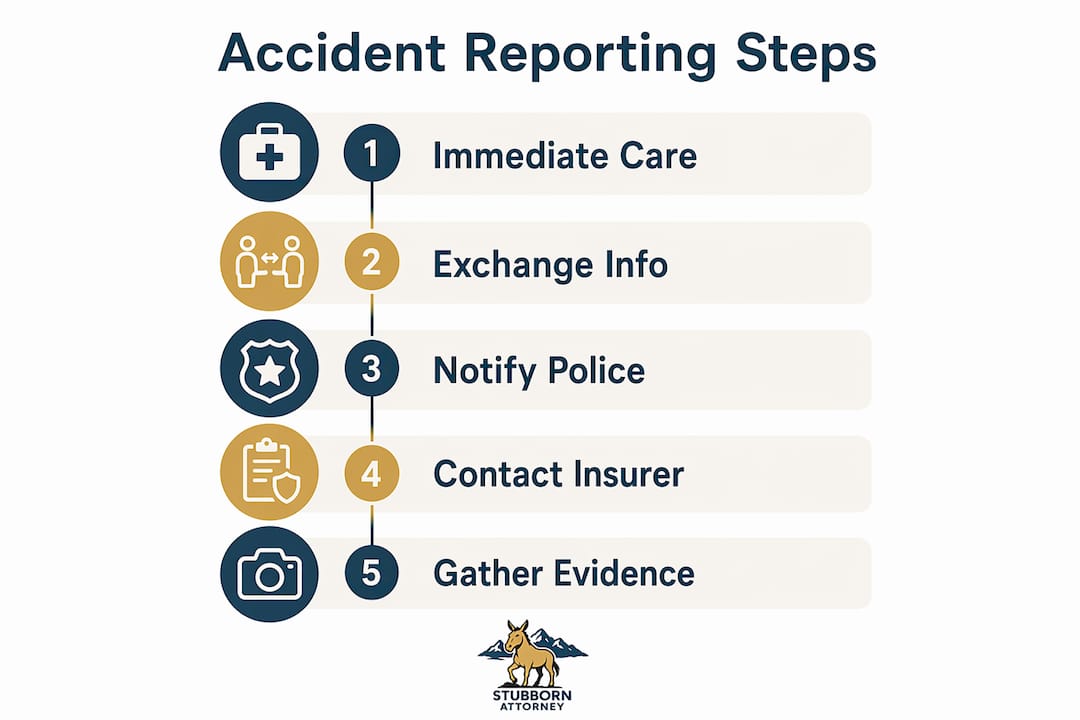 Infographic showing main accident reporting steps
