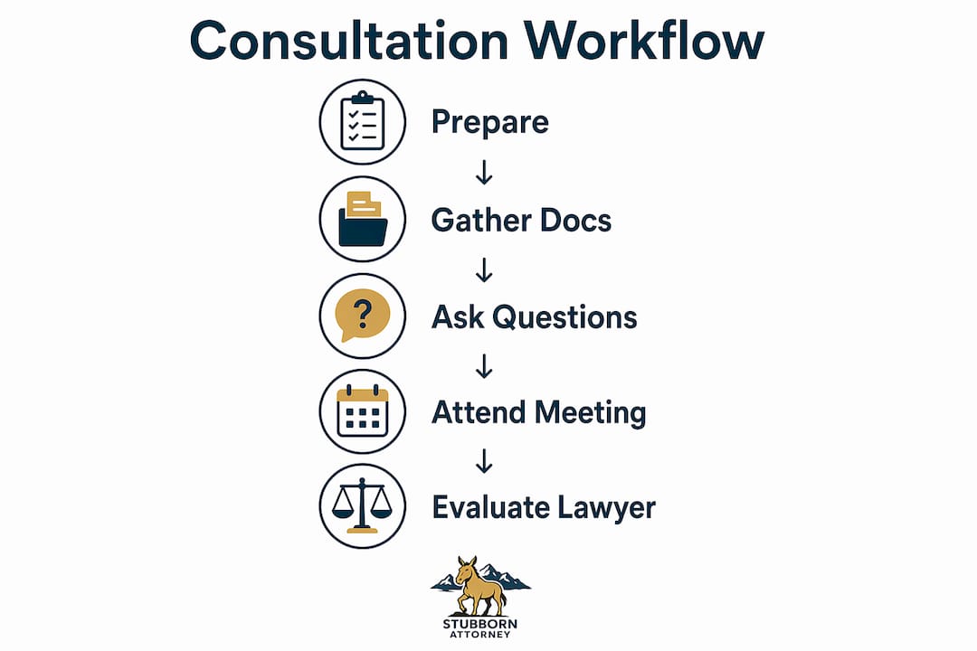 Infographic illustrating personal injury consultation steps