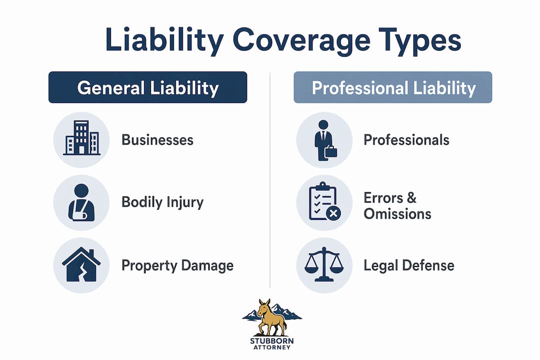 Infographic comparing liability insurance coverage types