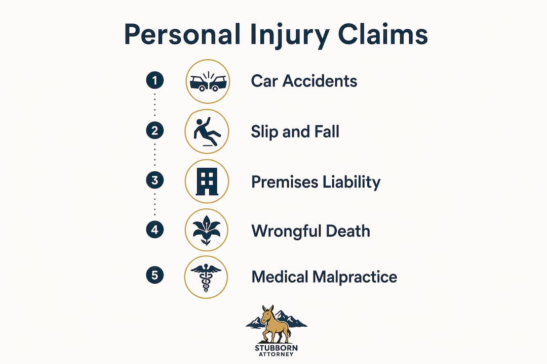 Infographic of Malnar Injury Law personal injury claim types