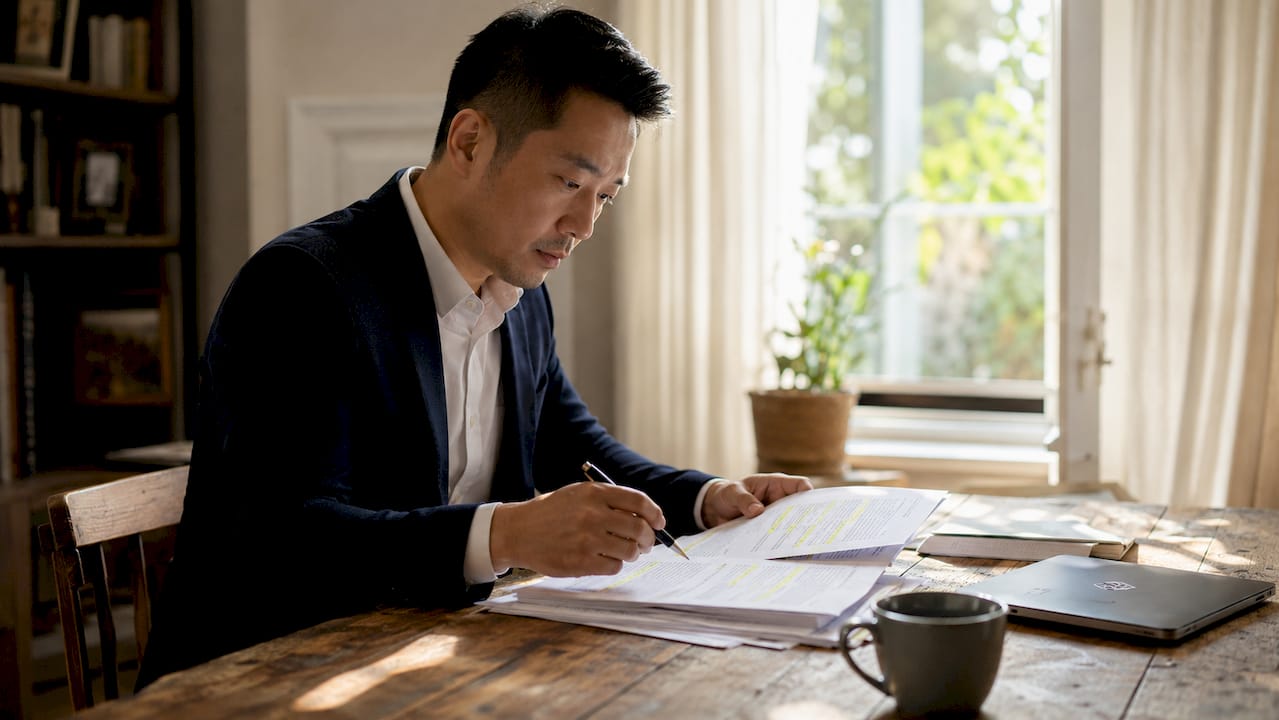 Attorney reviewing personal injury case papers