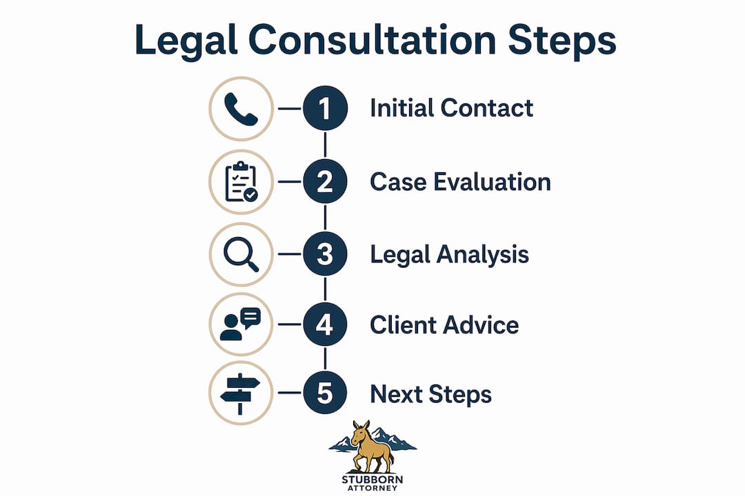 Infographic outlining legal consultation steps