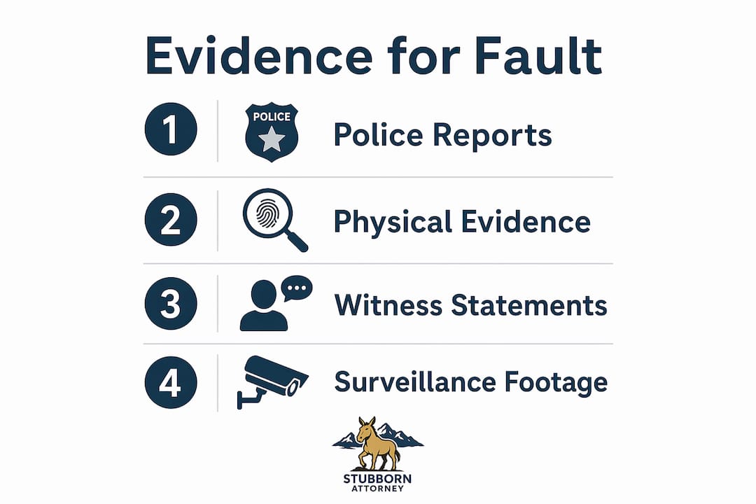 Infographic showing types of evidence to determine fault