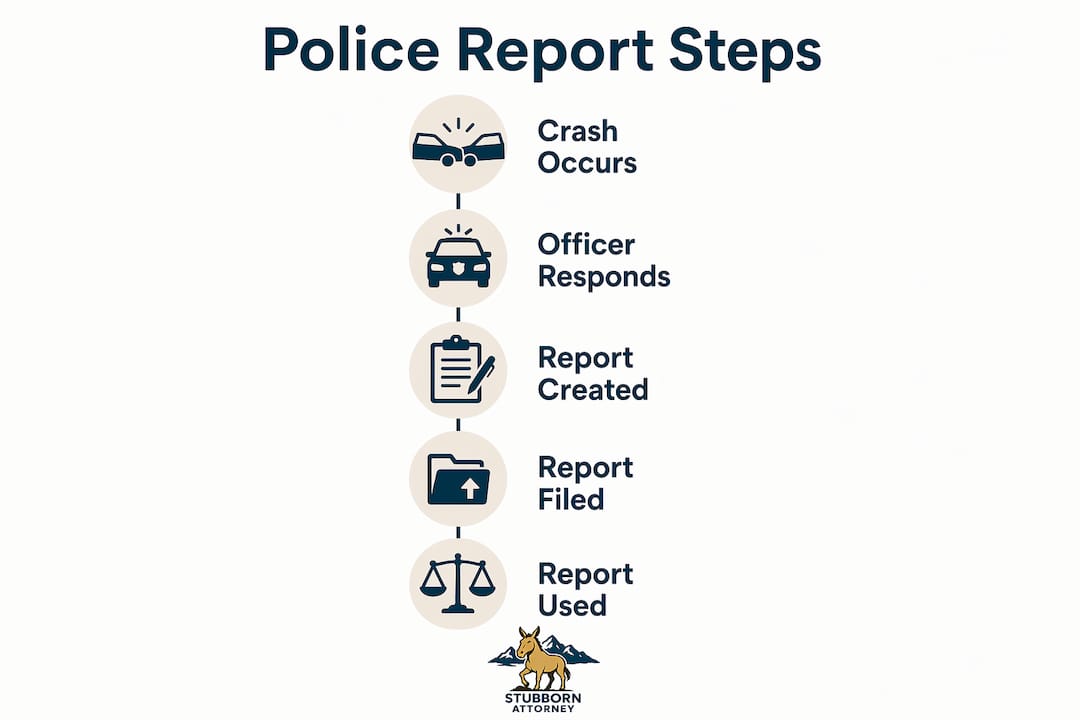 Infographic showing steps in police accident report process