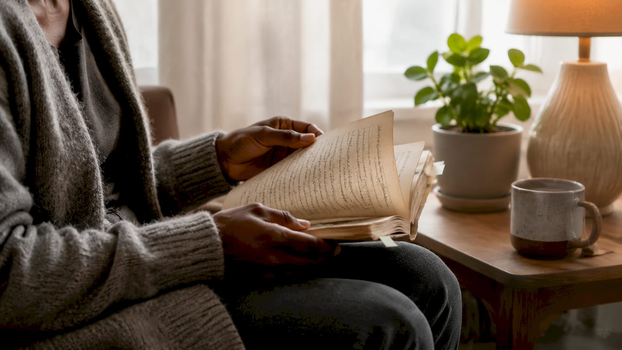 Hands reviewing a pain journal for non-economic damages