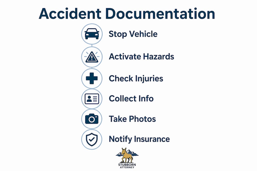 Infographic showing documentation steps after minor accident