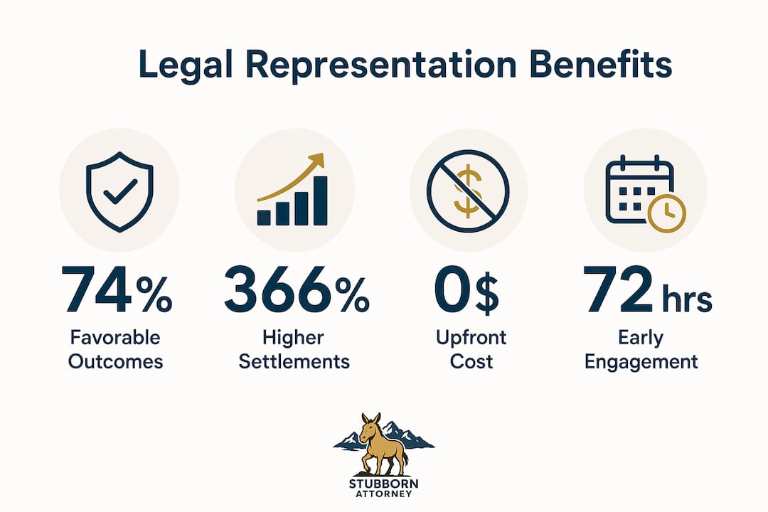 Infographic showing benefits of legal representation in car accident claims