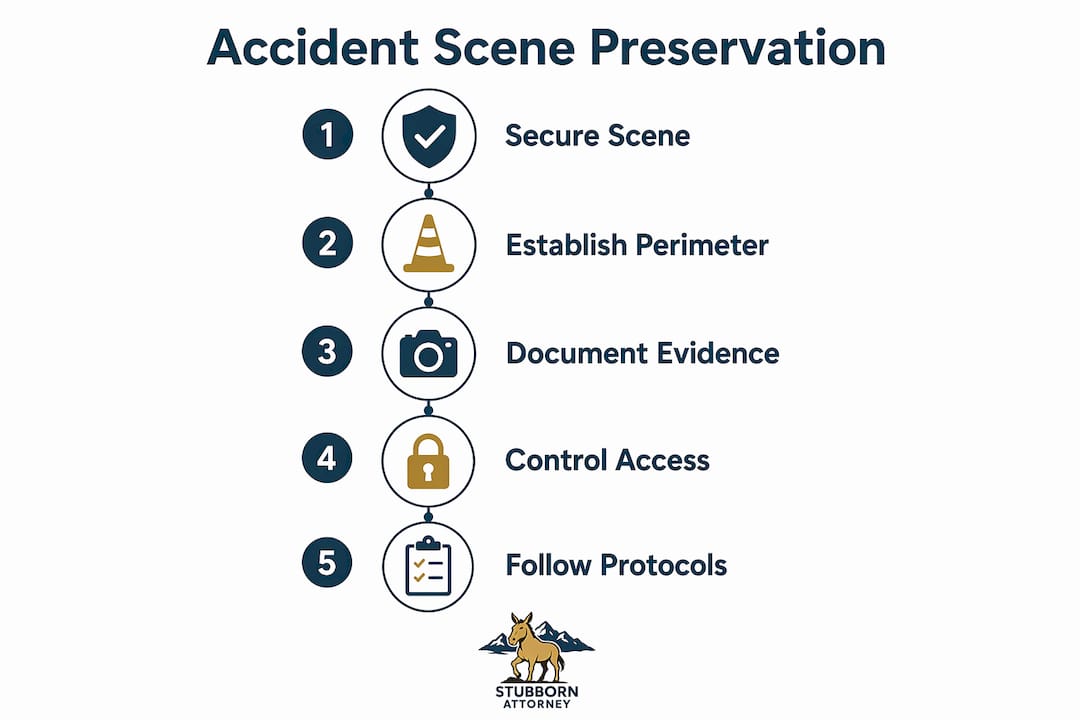 Infographic outlining accident scene preservation steps