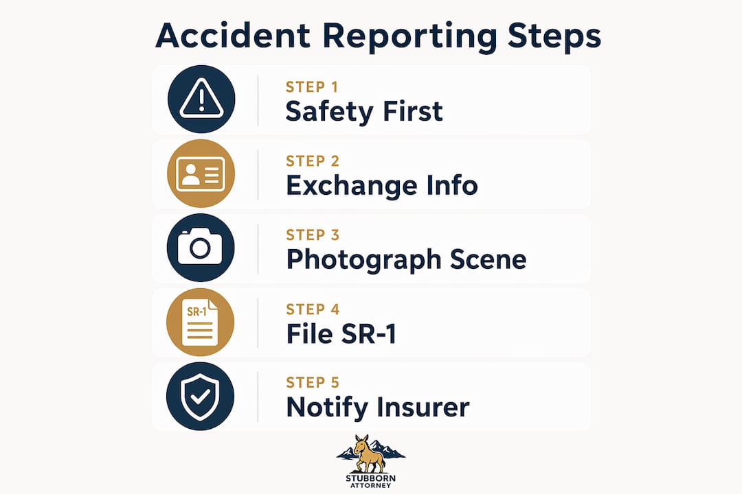 Infographic showing step-by-step accident reporting process