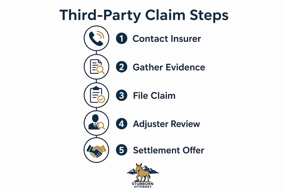 Infographic showing the steps to file a third-party claim