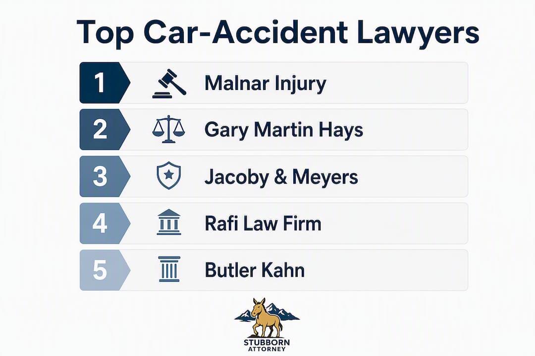 Infographic of top ranked car accident law firms