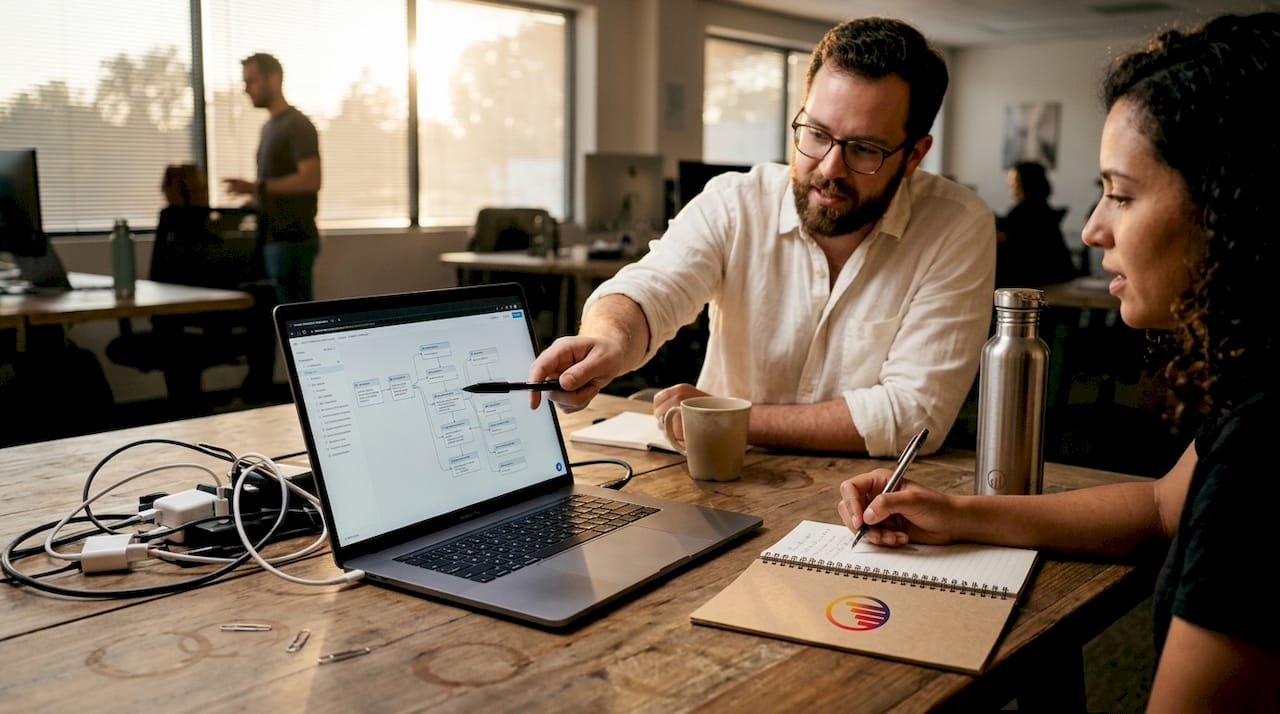 Team collaborating on cloud service orchestration