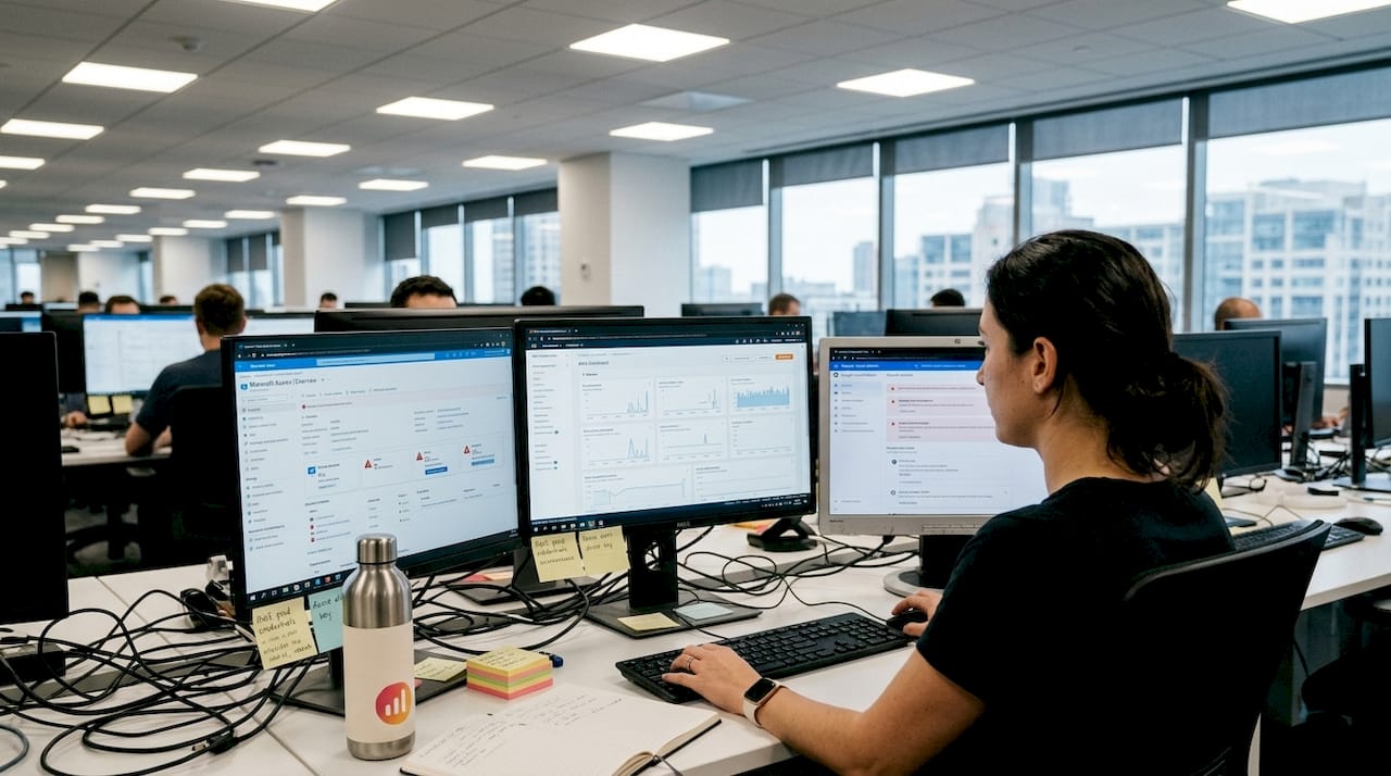 Admin monitoring multiple cloud alert dashboards