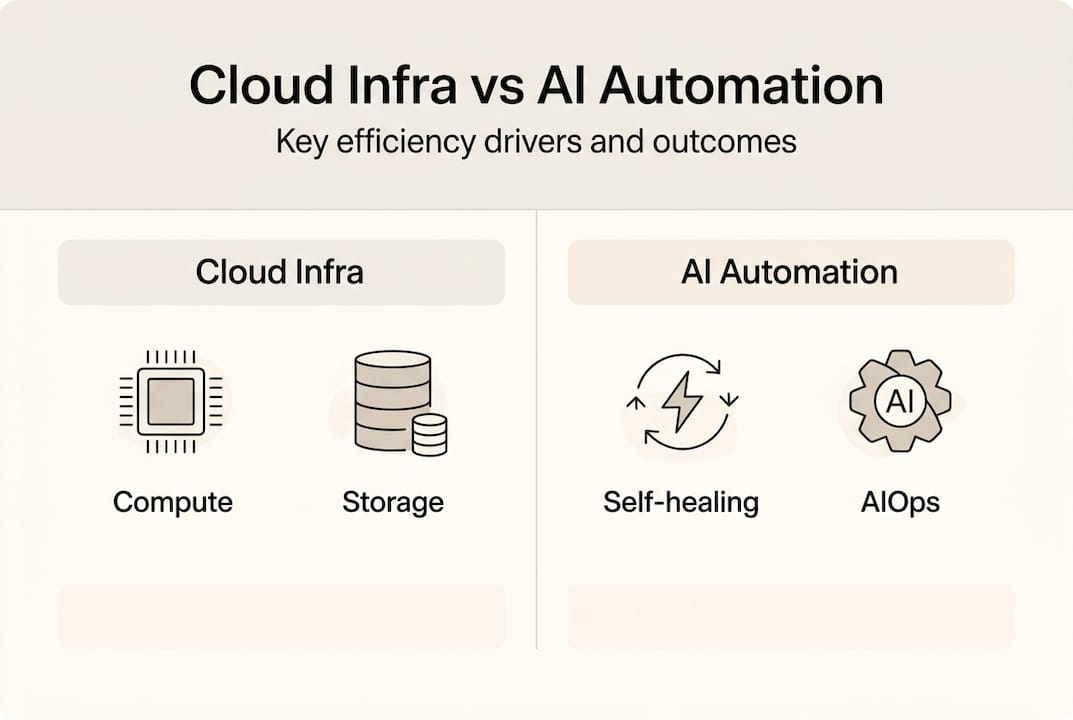 Cloud infrastructure vs AI automation infographic