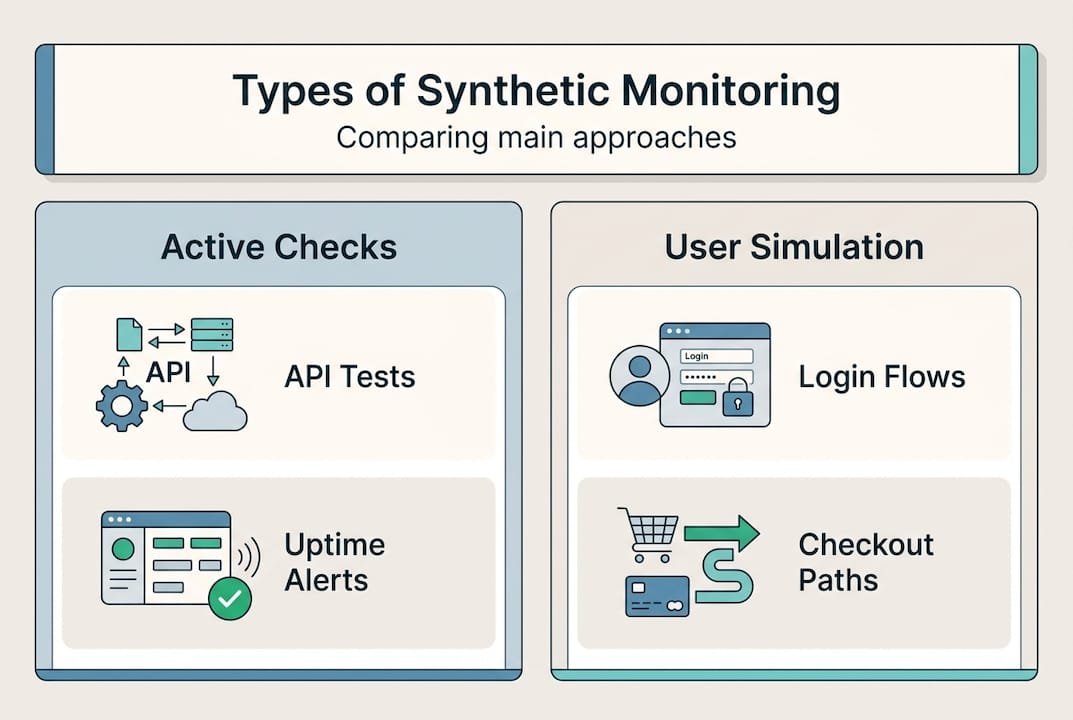 Infographic showing types of synthetic monitoring