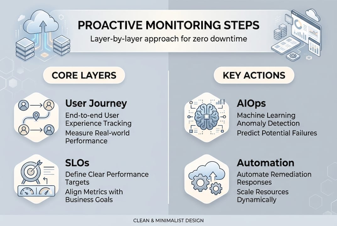 Infographic showing key steps for cloud monitoring