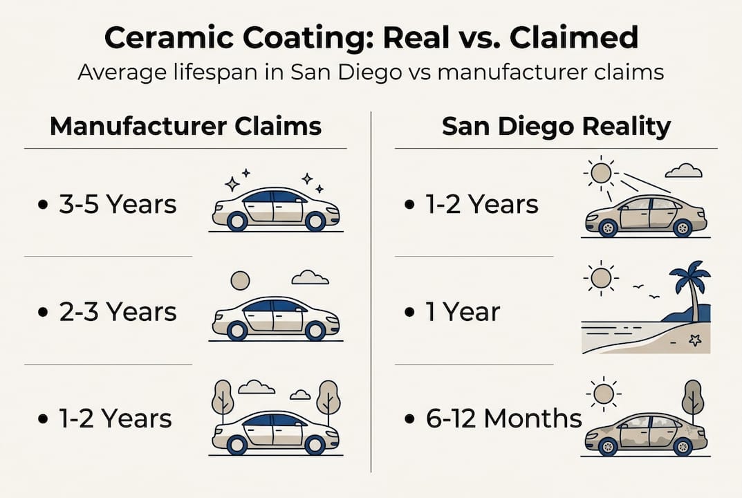 Infographic comparing coating lifespans claims vs reality