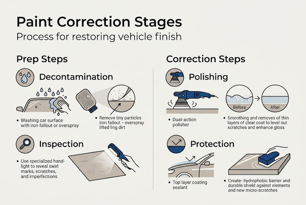 Paint correction process stages infographic