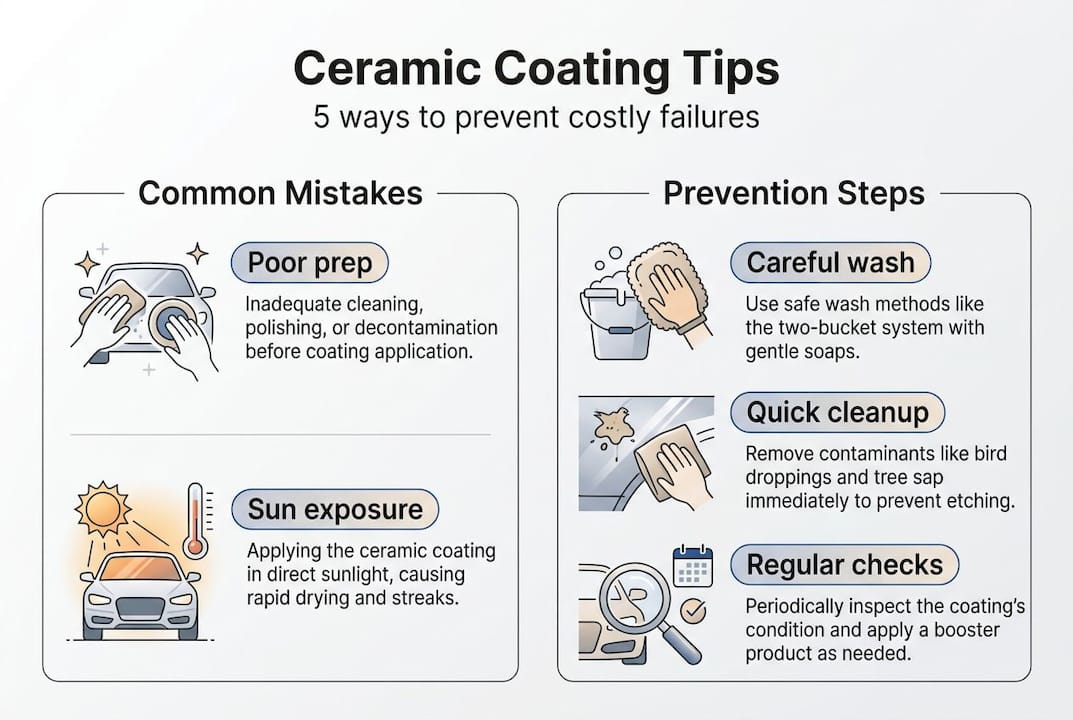 Infographic with ceramic coating prevention tips