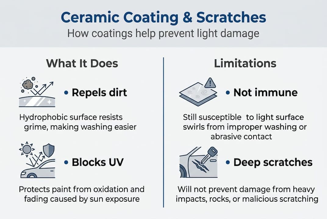 Infographic showing ceramic coating effects and limits