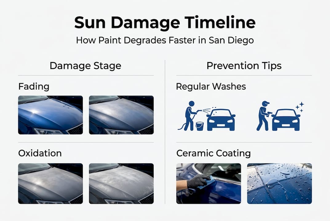 Infographic on car paint sun damage timeline