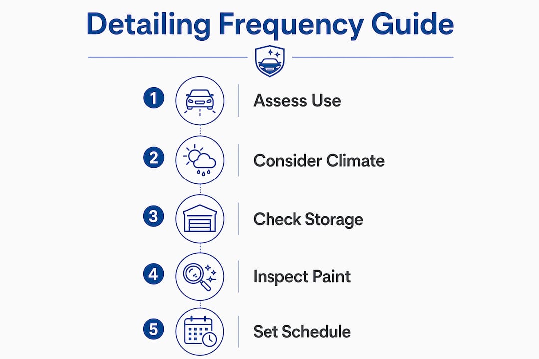 Infographic illustrating steps to choose car detailing frequency