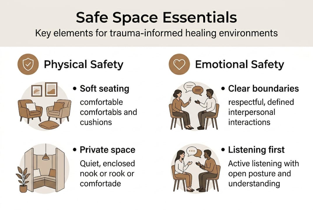 Infographic illustrating physical and emotional safety essentials