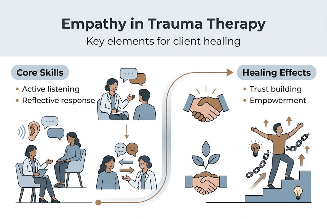 Infographic with empathy therapy skills and effects