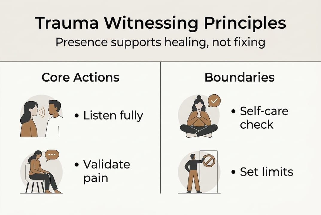 Infographic showing trauma witnessing principles
