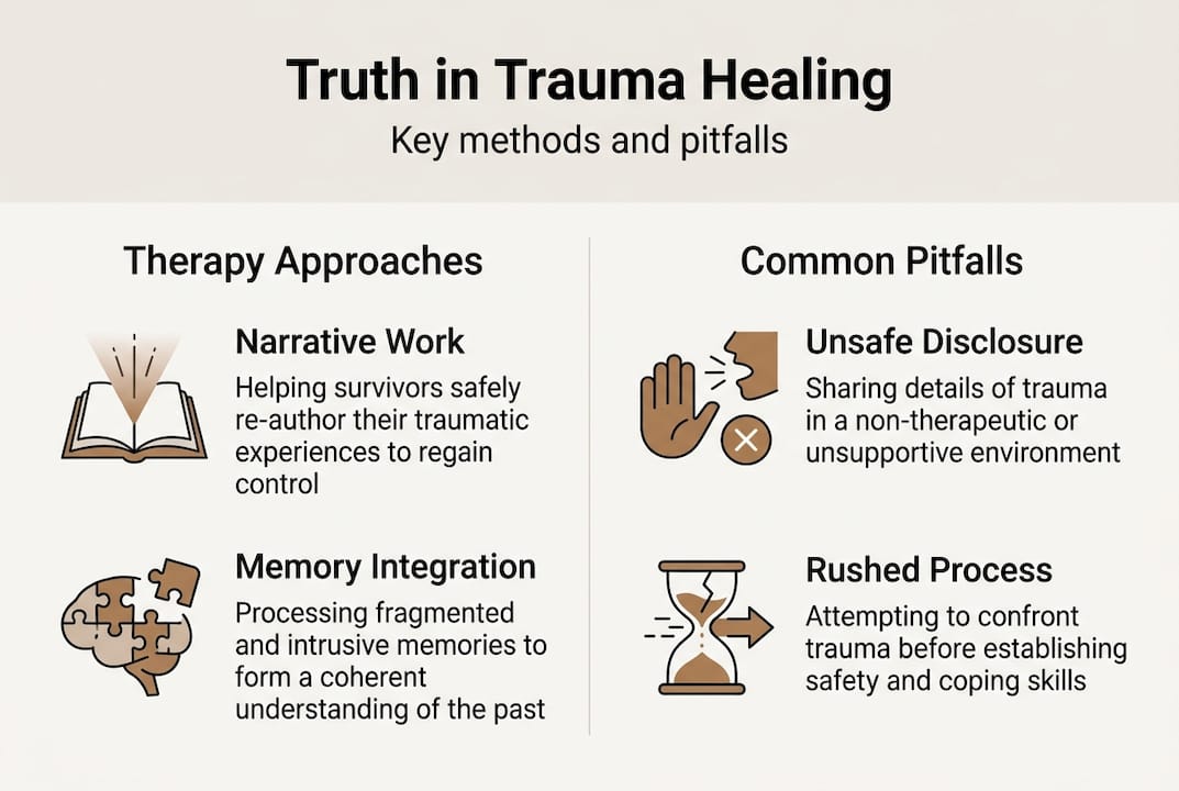 Infographic trauma healing methods and pitfalls