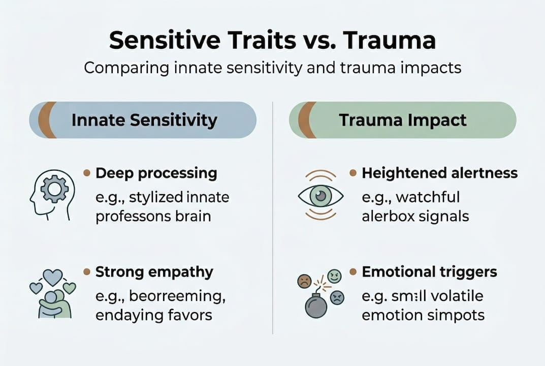 Infographic comparing sensitivity and trauma traits