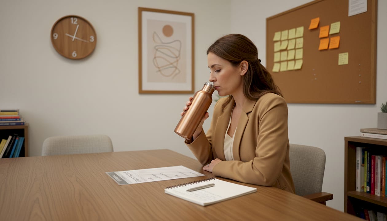 Clinician reviewing therapy options at table