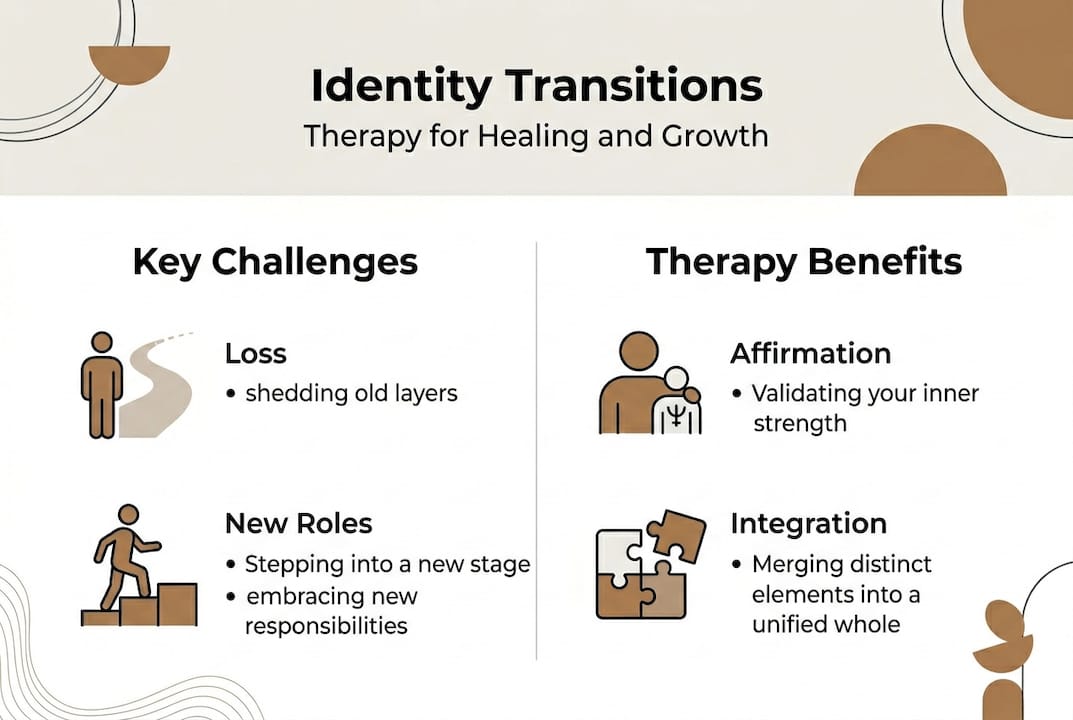 Infographic showing identity transitions and therapy