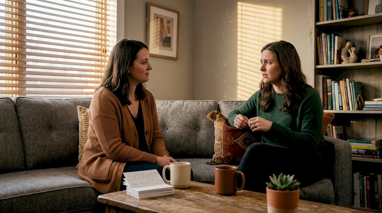 Therapist and client seated, building trust in session