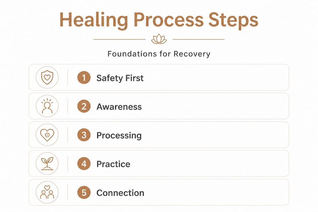 Infographic showing five steps for healing attachment